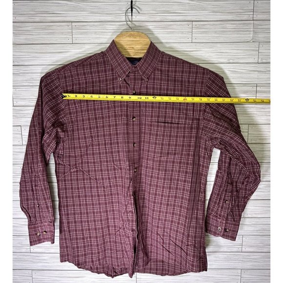 Pendleton Men's Red Plaid Wrinkle‎ Resist Broadway Cloth 100% Cotton LS Sz Large - Picture 7 of 8